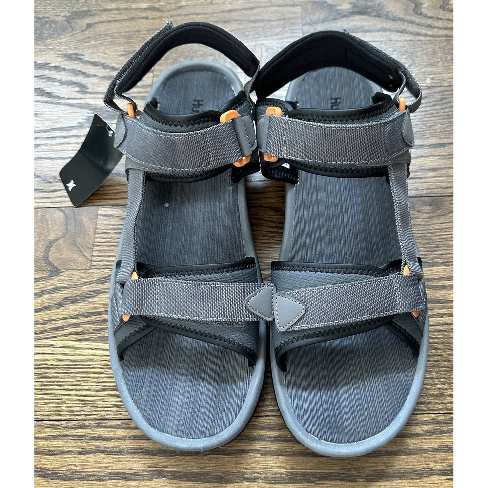 Hurley Burbank Men Gray Strap Sandals Shoes Logo Outdoor Active Size 12 NEW